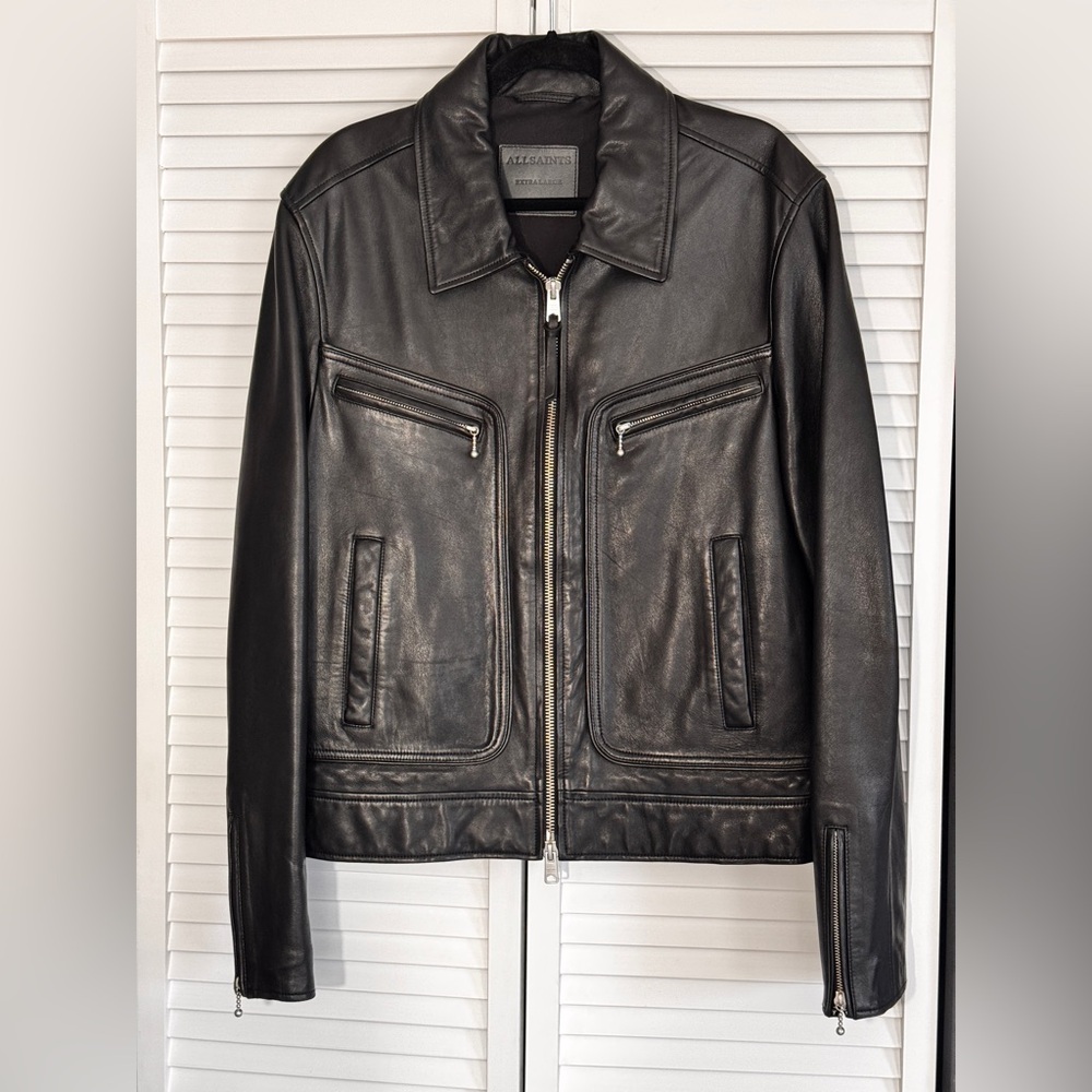 Allsaints Ren Leather Jacket - Size XL